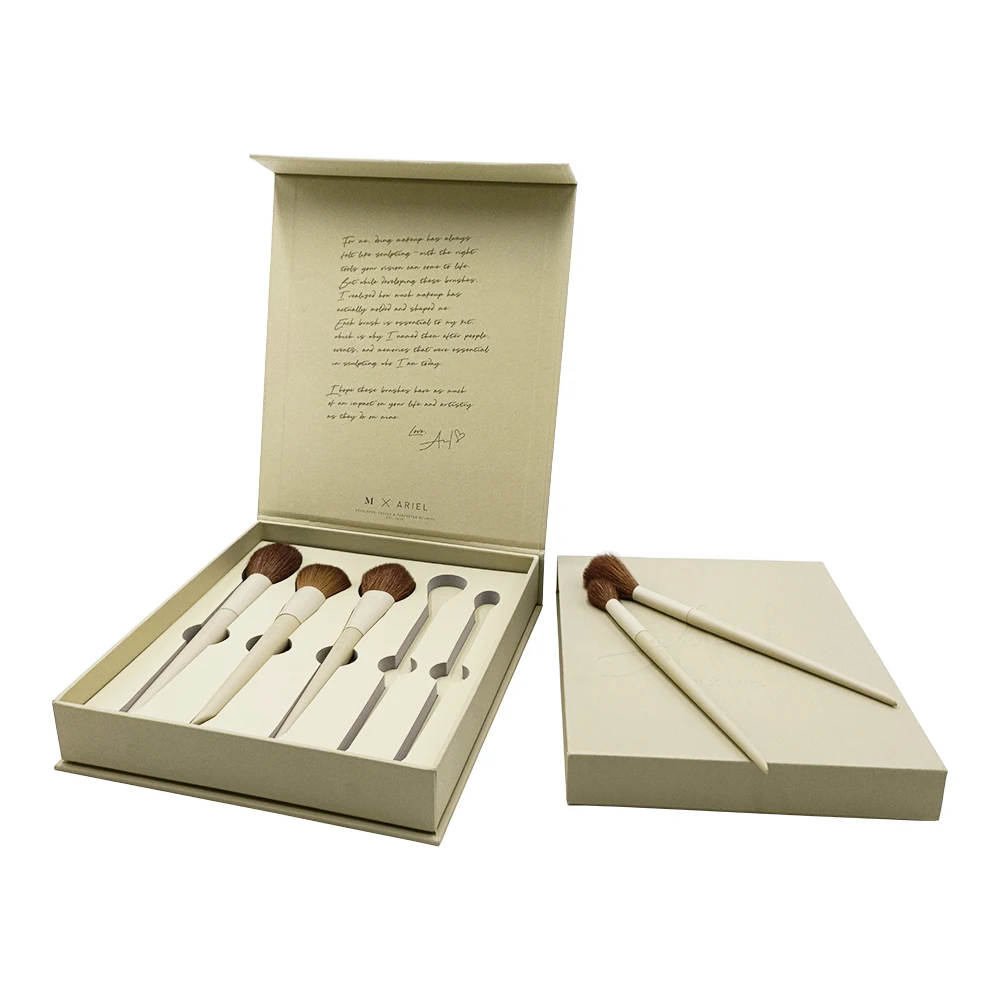 Wholesale Hard Paper Cosmetics Empty Brushes Set Gift Rigid Box Custom Logo Luxury Cosmetic Makeup Brush Packaging Box With Lid