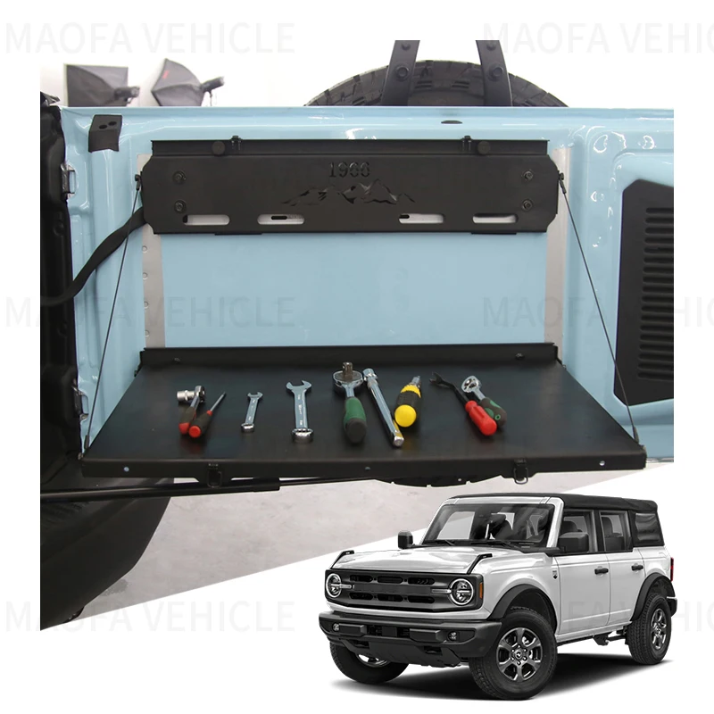 Car Desk Passenger Seat with Retractable Pallet Board Car Tailgate Foldable Table For Ford Bronco 2021 2022 2023