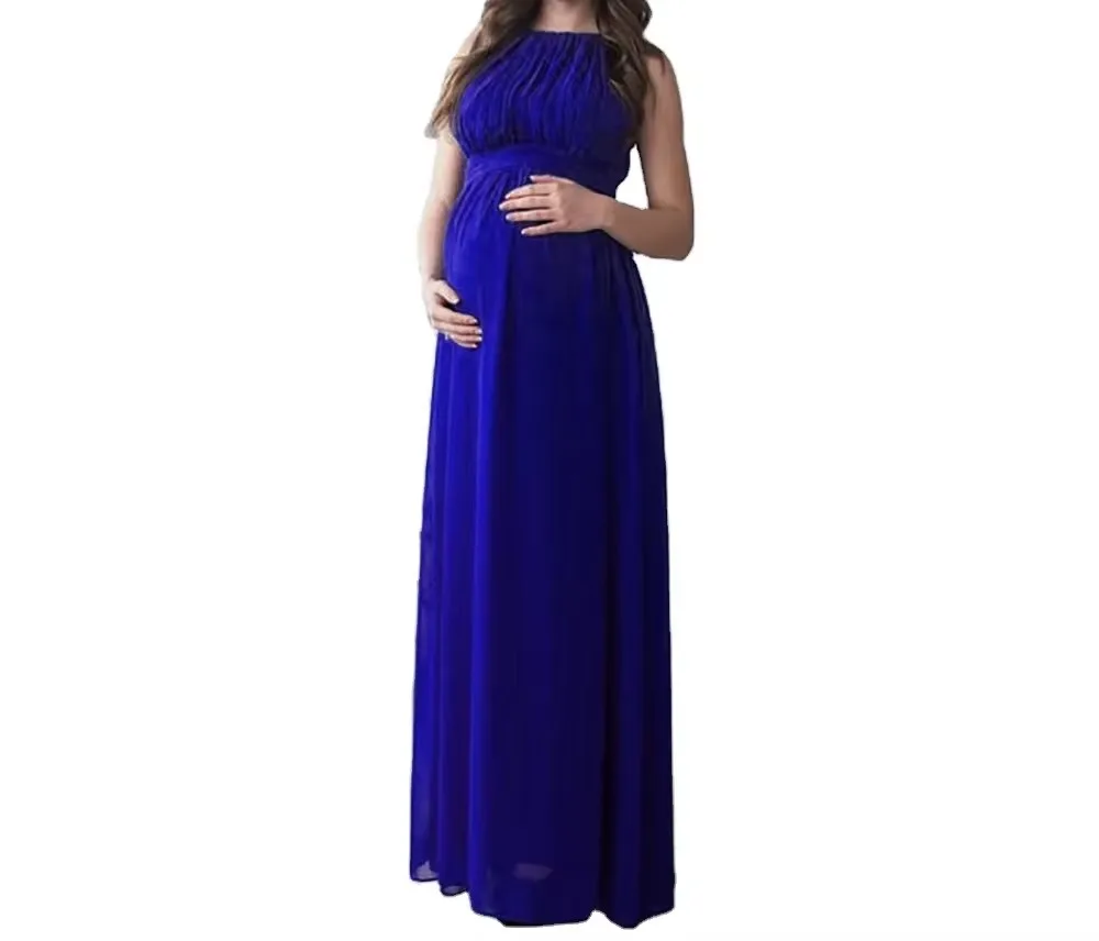 Maternity Gown Fashion Latest Chiffon Maxi Dress Women Clothes Photography Pregnancy Dress for Photo Shoot Pink Pregnant Dress
