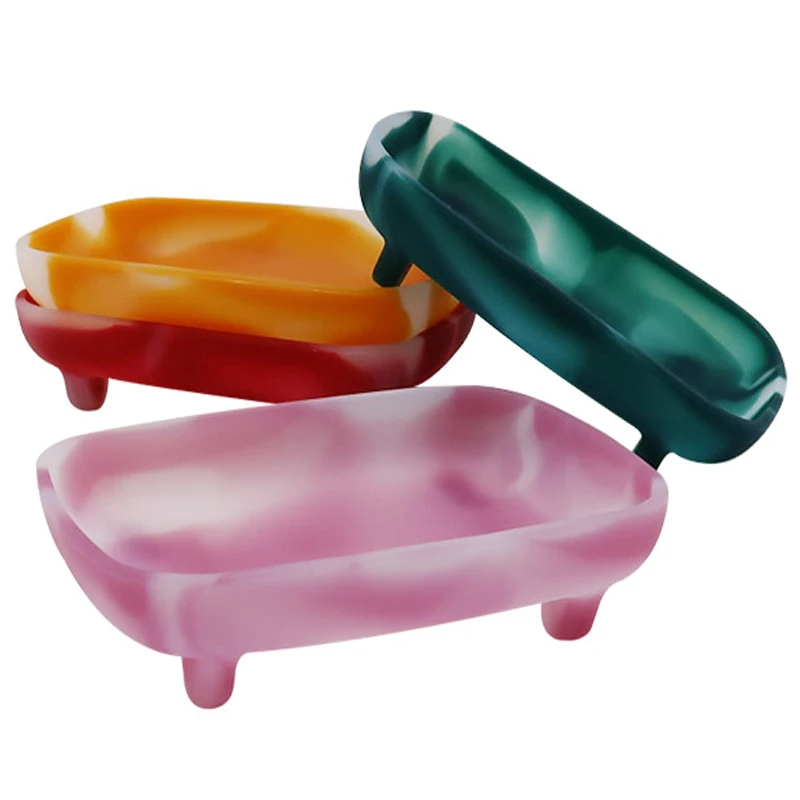 Wholesale Silicone Soap Dish with Self Drainage Non-slip Soap Saver Tray for Bathroom Kitchen Sponge Rubber Pad Soap Drainer Hol
