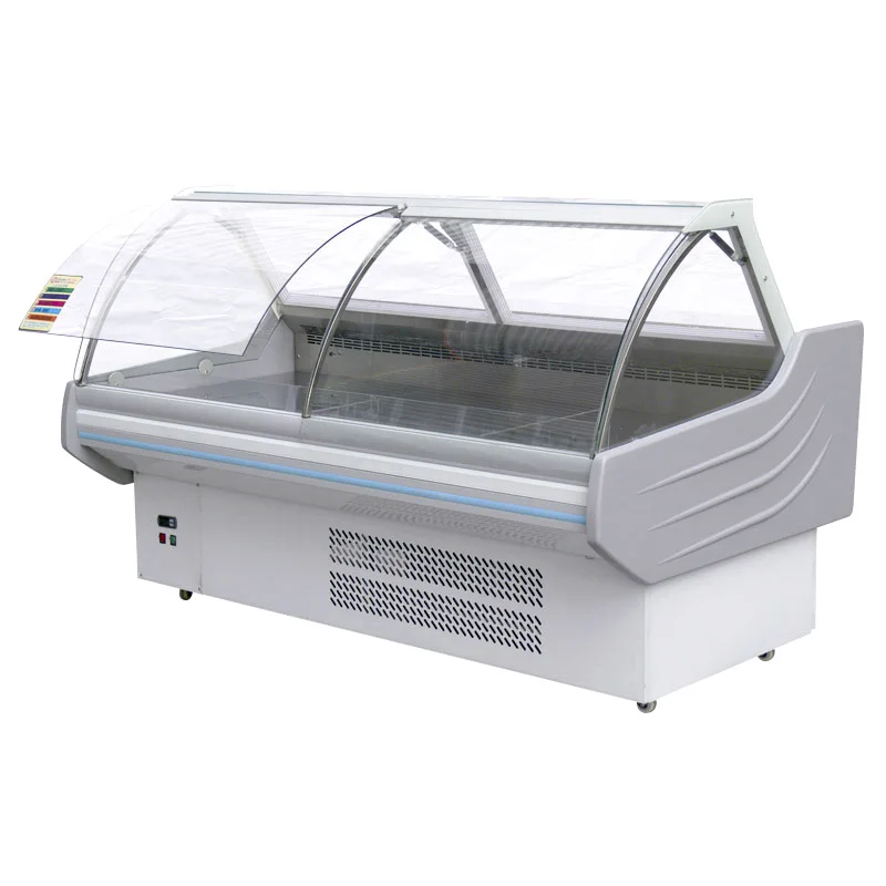 1.5 meter modern cabinet food meat chiller curved glass display