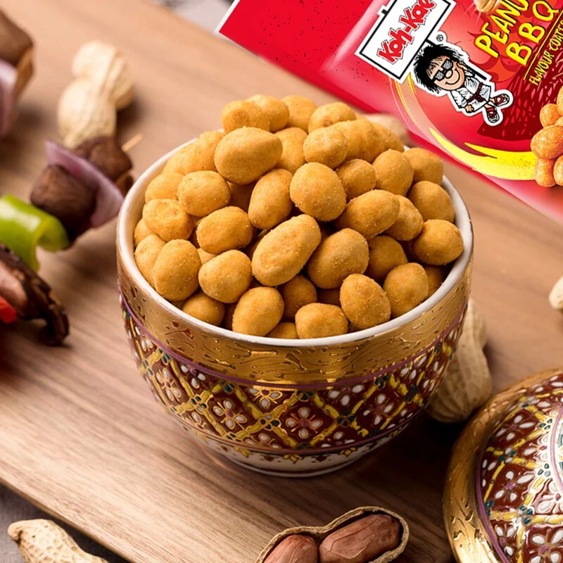 Koh-Kae 90g Delicious Roasted Peanuts BBQ Flavoured Shrimp Flavoured Beans Crunchy Hard Coated Peanut Snack in a Bag Packaging