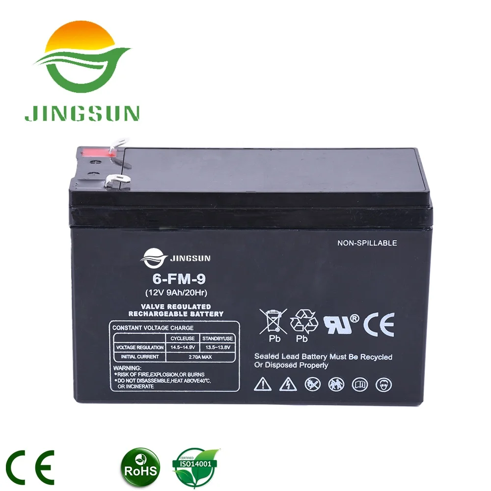 High quality Jingsun 12v 9ah AGM solar VRLA battery lead acid storage battery power bank