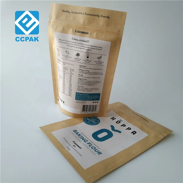 70g 100g Brown Kraft Paper Tea/Coffee/Spice/Powder Stand up ziplock Packaging Food Bag Pouch