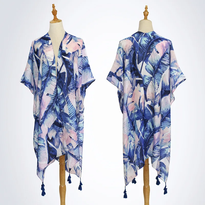 New style printed shawl polyester warm scarf all match sunscreen beach kimono