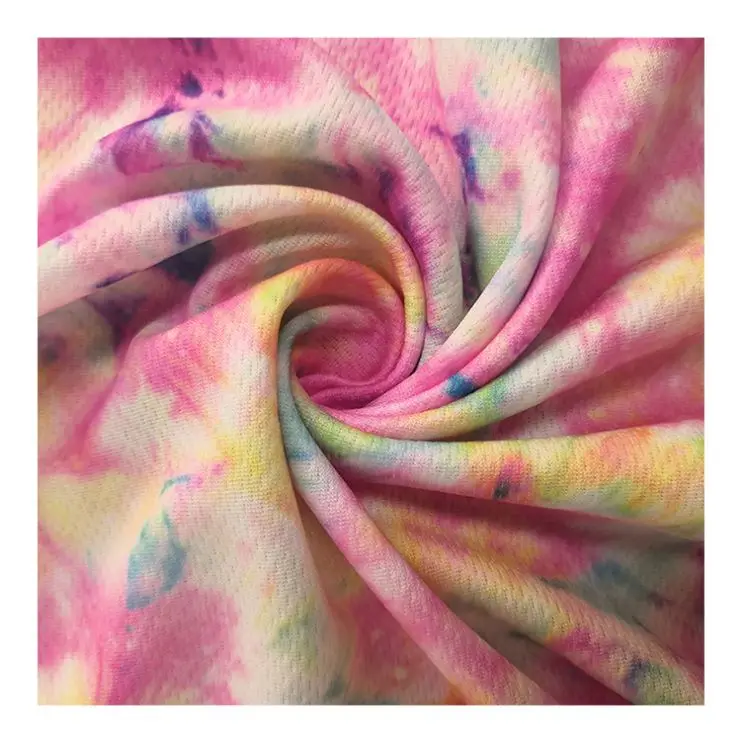
Breathable Stretchy Tie Dye Custom Printed Bird Eye Mesh Fabric for Sportswear 