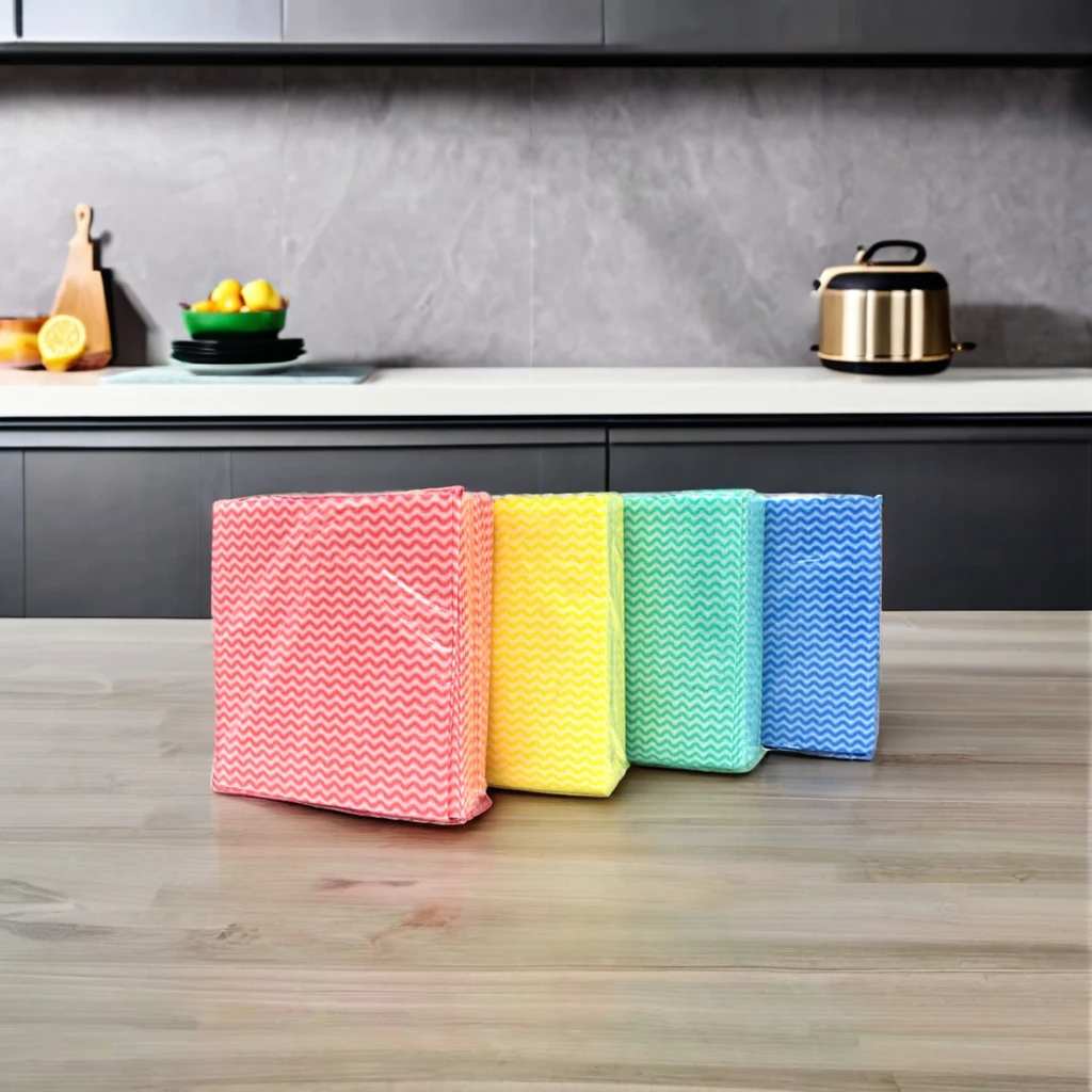 Disposable Spunlace Nonwoven Cloths Kitchen Cleaning Wipes J Cloth Polyester Viscose Material Cellulose Colour-Coded Rolls Free