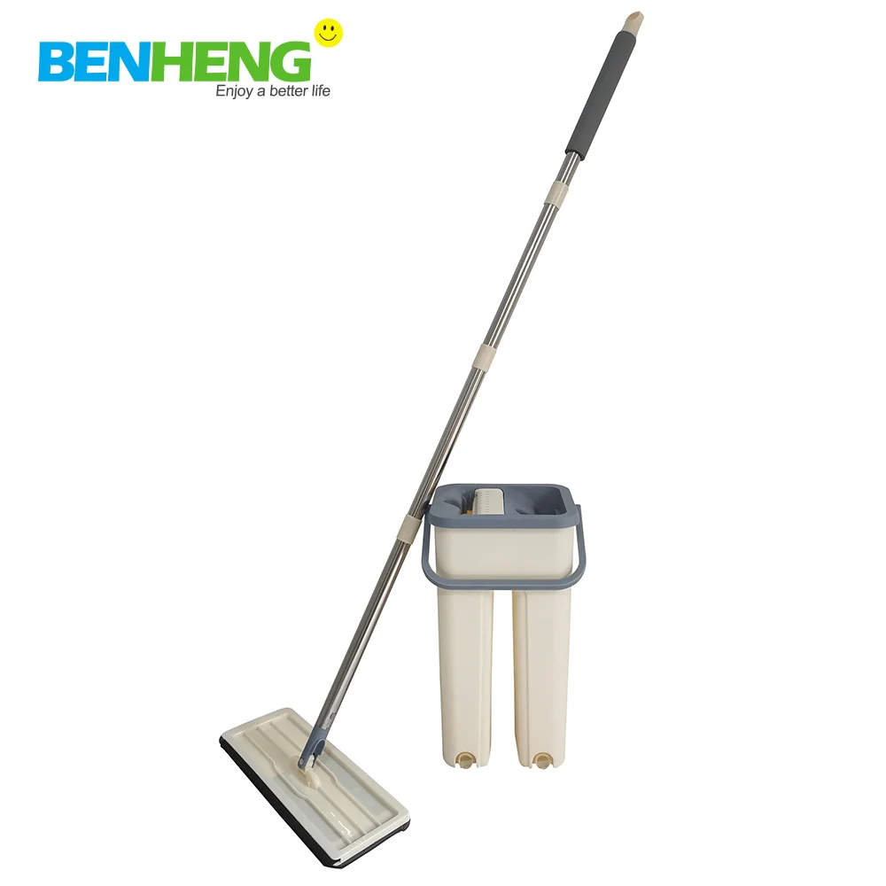 Benheng  Professional New Home Kitchen Quick Clean Microfiber Squeeze Flat Mop Flat Floor Mop And Bucket Sets