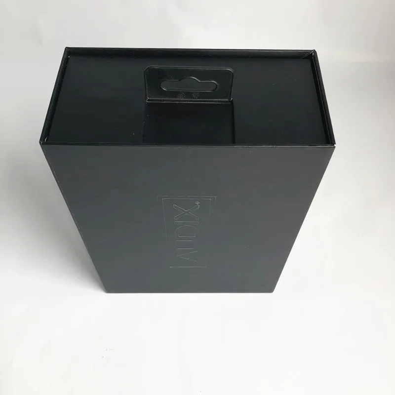 Rectangular magnetic closure hard cardboard box packaging rigid black cardboard boxes custom cardboard boxes with foam tray hook