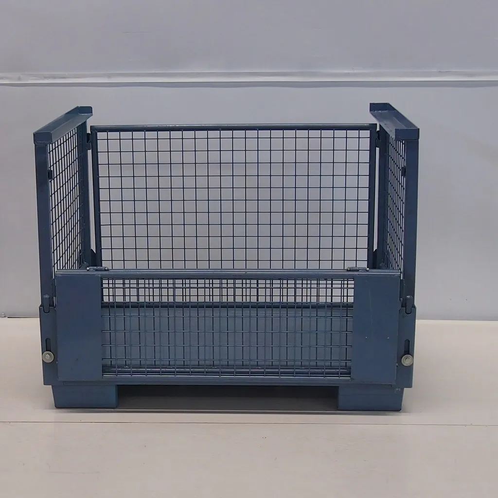 BHK112 storage stacking foldable wire mesh steel metal cage pallet trolley cage