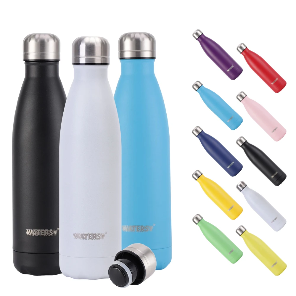 Watersy Double Wall 17oz Vacuum Flasks Cola Shape Fitness Thermos Sports Bottle 500ml Stainless Steel Outdoor Sport Water Bottle
