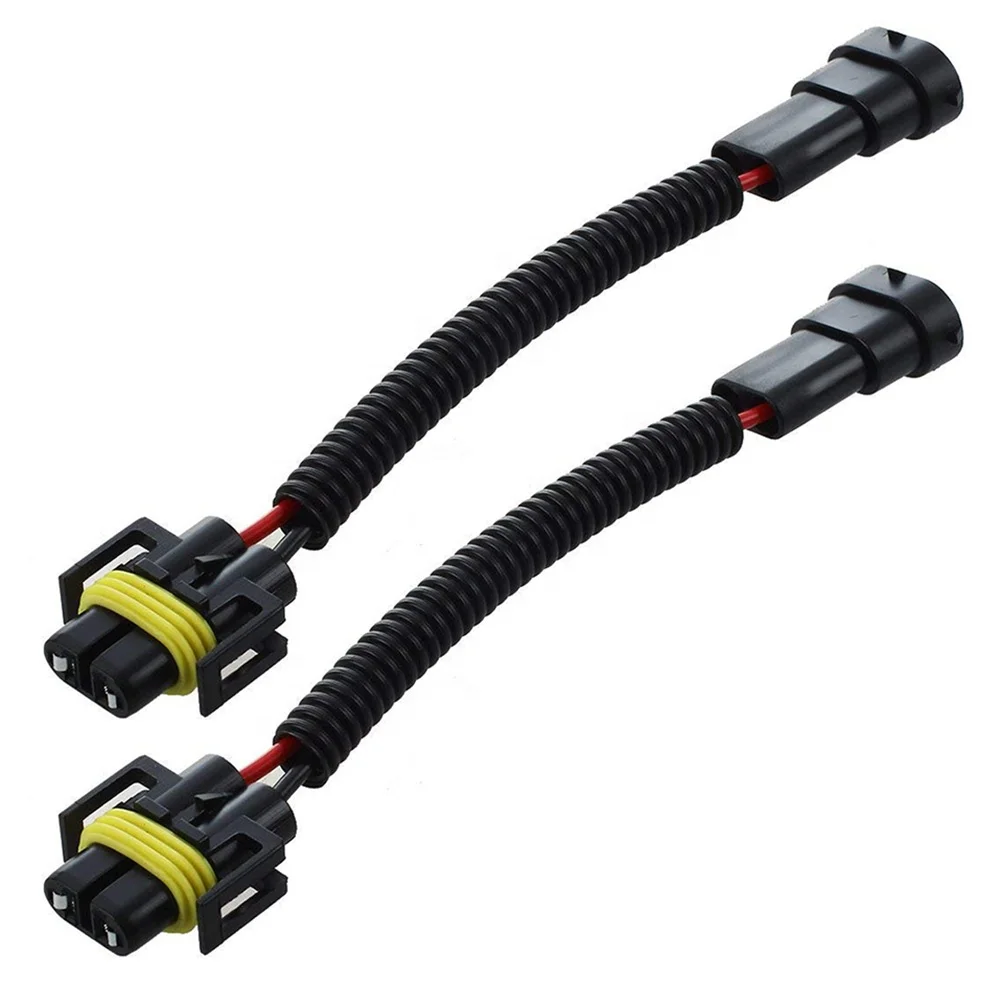 OULAIDA 1Pair H11 H9 H8 Car Headlights Extension Cable Wiring Harness Sockets Wires Black for LED Fog Lights Car Accessories