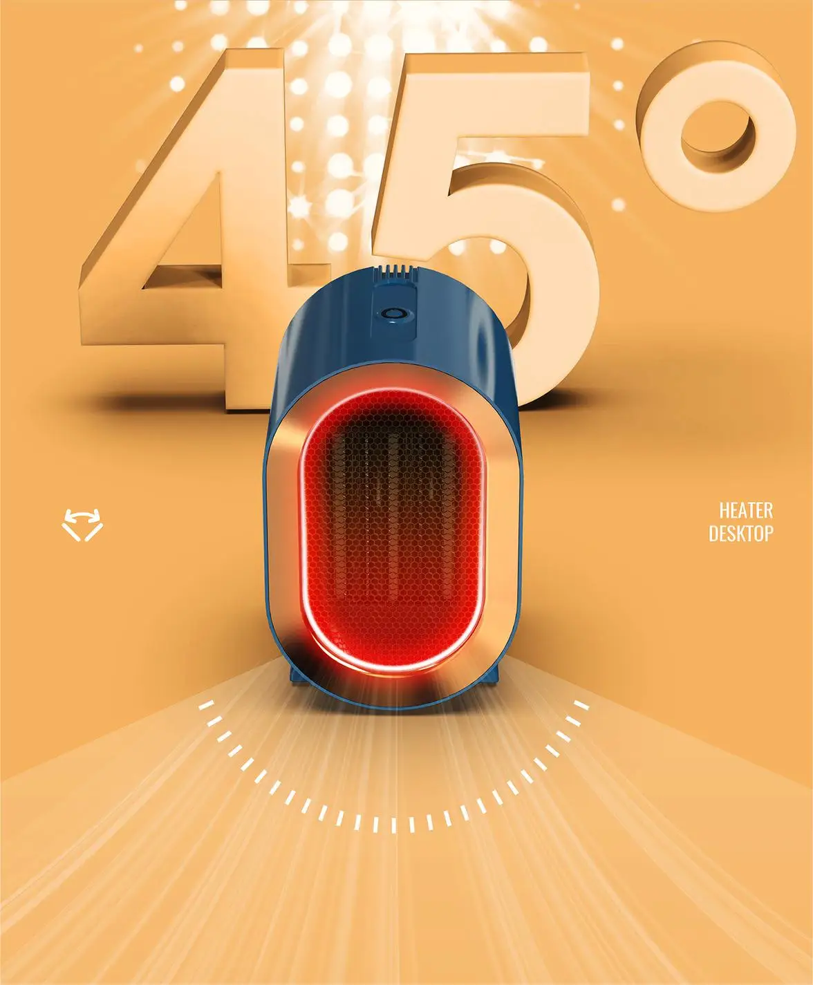 Indoor 1200W PTC Ceramic Heat 2-Speed Portable Mini Low-noise Portable Electric Fan Heaters Household Space Heaters