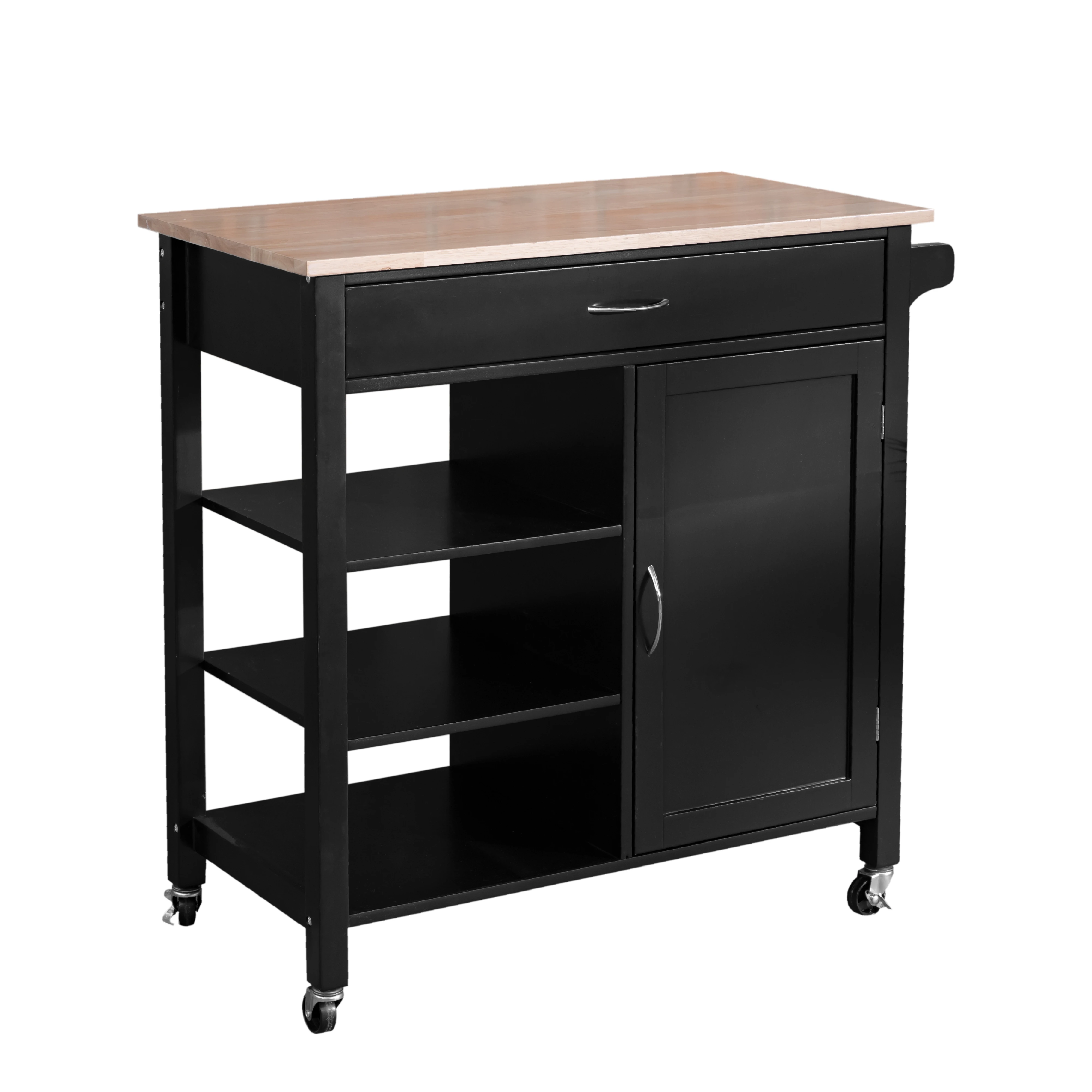 OEM Wholesale modern white wood rolling kitchen furniture cabinet island cart storage trolley with 3 rack