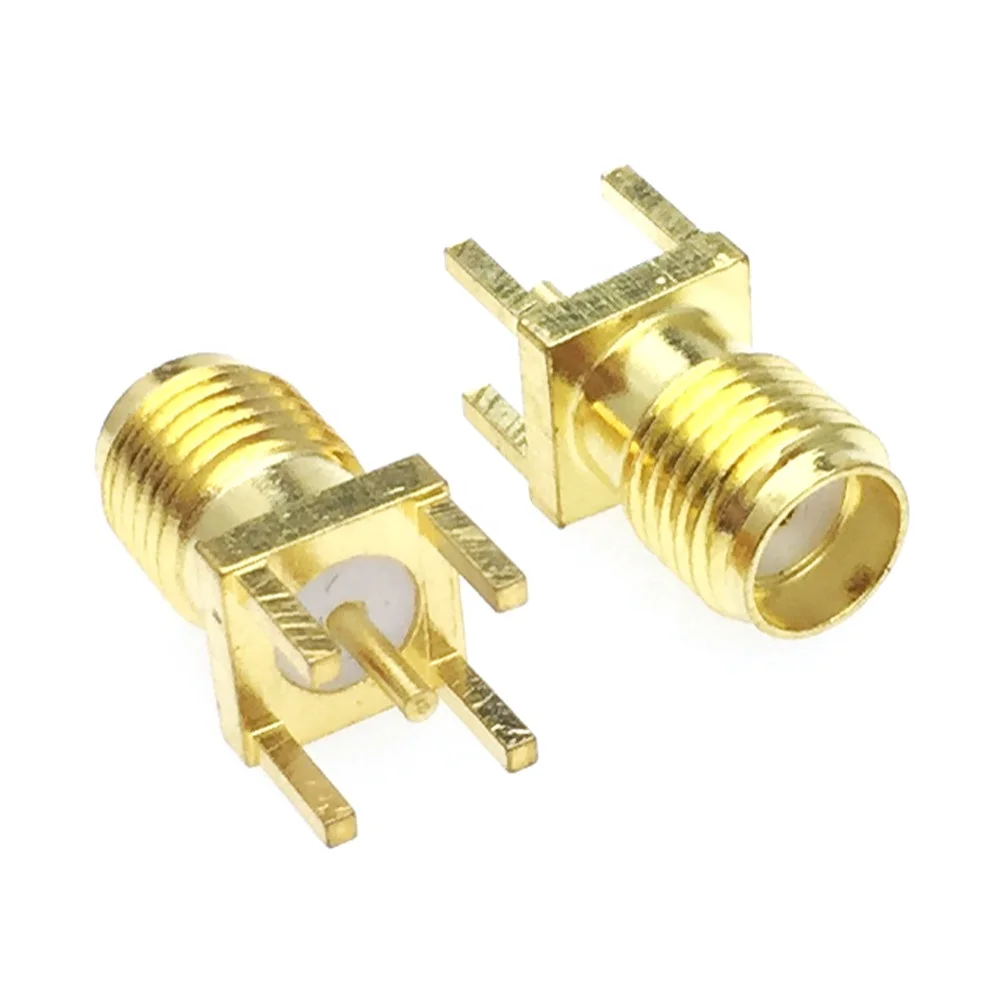 SMA-Female Jack Solder Nut Edge PCB Clip Straight Mount Gold Plated RF Connector Receptacle Solder