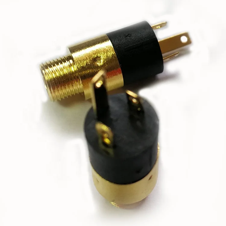 Позолоченный мини-разъем для телефона, 3,5 мм, 1/8 дюйма, гнездо для стереонаушников, аудио-и видеоразъем с втулкой и гайкой