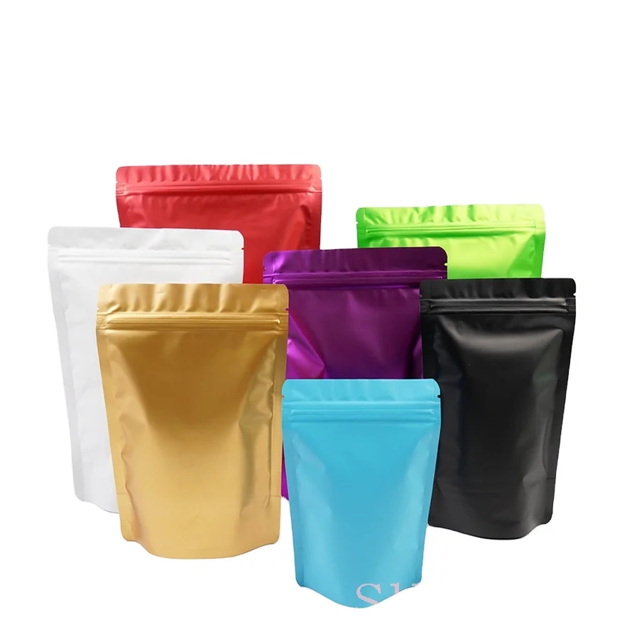 Custom Wholesale Self-Seal Ziplock Clear Stand Aluminum Foil Pouch Reclosable Zip Lock with Re-Seal Feature for Food Packaging