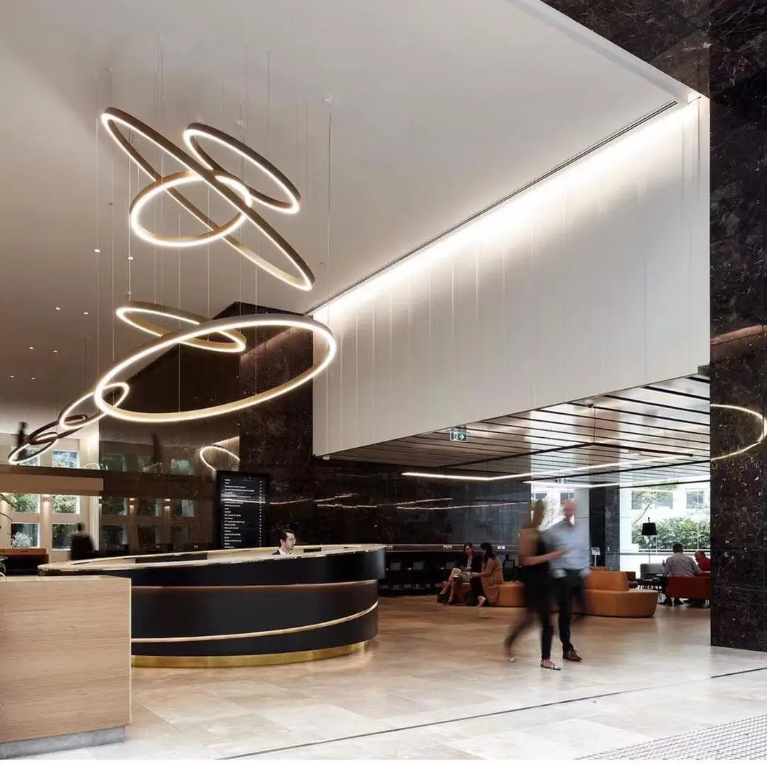 ECOJAS  Christmas Chandelier Home Light Circle Rings Acrylic led  pendant light