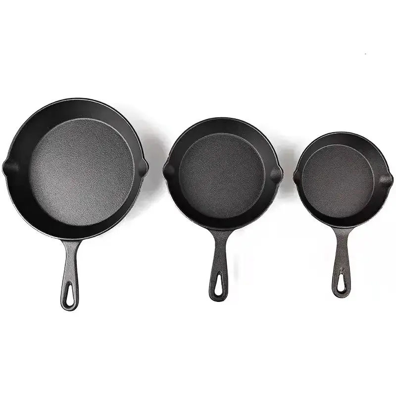 6/8/10 inch Pre-seasoned Cast Iron Skillet Frying Pan cast iron cookware set for both Indoor & Outdoor use