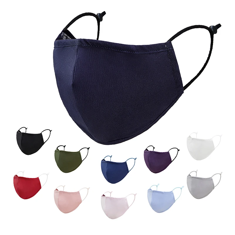 Изготовление на заказ Модные 4-слойная многоразовая хлопковая Тканевая маска для лица с логотипом на заказ темно-синий маски, готово к отправке