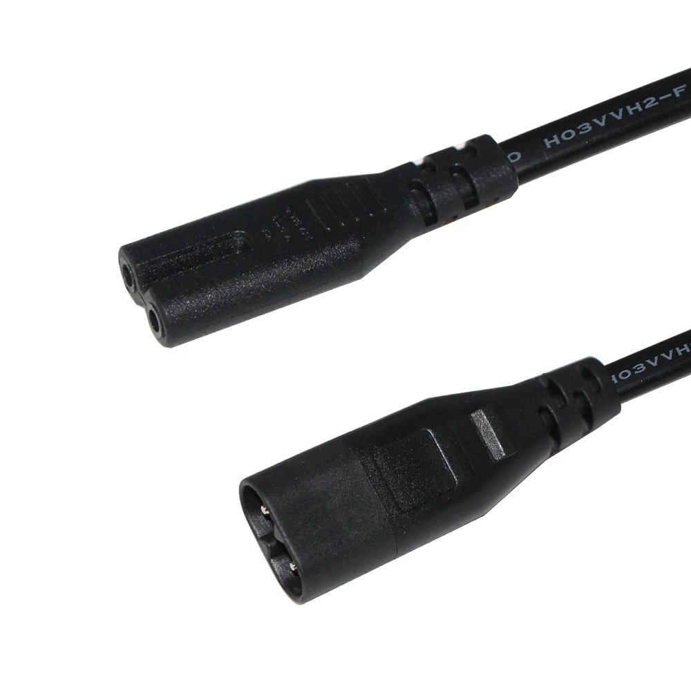 Factory price VDE IEC connector 10A 250V male and female ac power cord C7 to angle C8 cable for computer