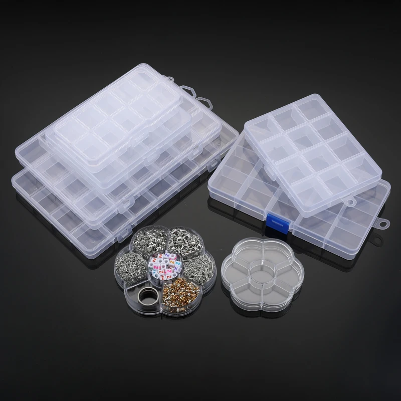 1Pc Multifunctional Clear Plastic Organizer Box with Grids Container Craft Storage for Beads Organizer Art DIY Jewelry X17