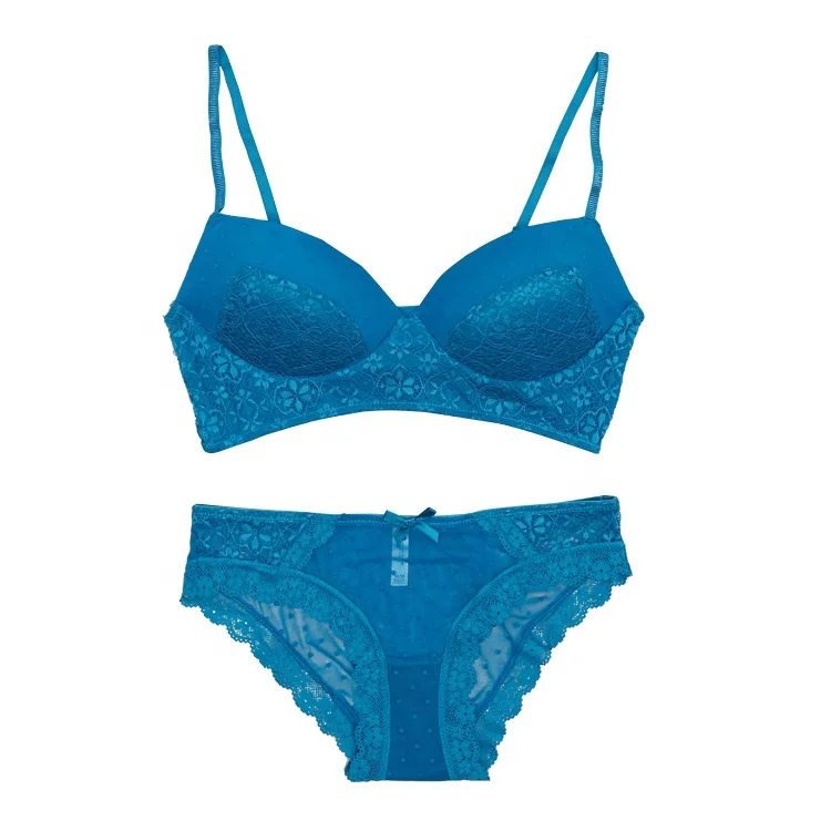 New Model Women Romantic French Style Bralette Set Push Up Embroidery Lace Bra Set for Girls