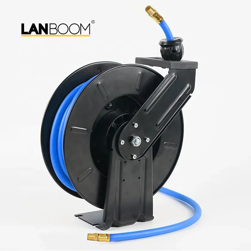 3/8 in. x 50 FT Steel Retractable Air Hose Reel with Hybrid Air  Hose