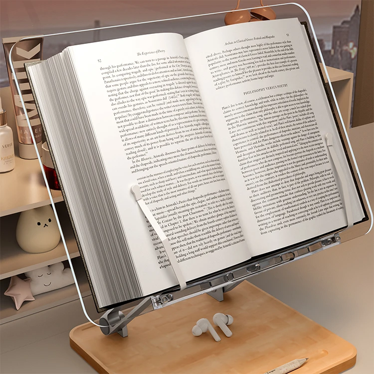 Multi-purpose book holder reading stand adjustable acrylic tablet laptop book stand for reading