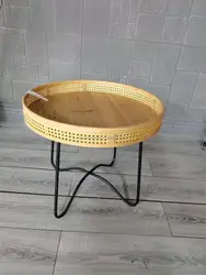 Innovahome маленькая круглая винтажная мебель для гостиной промышленное хранение натуральный ротанговый/Плетеный деревянный металлический журнальный