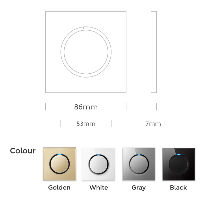 YINKA Black Tempered Glass Wall Light Switch Gold Wholesale Price EU Germany Warehouse White 16A 250V