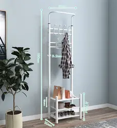 Wall Mounted Clothes Coat Hat Hanger Hook Rack Metal Packing Room Furniture Coat rack and shoe rack combination