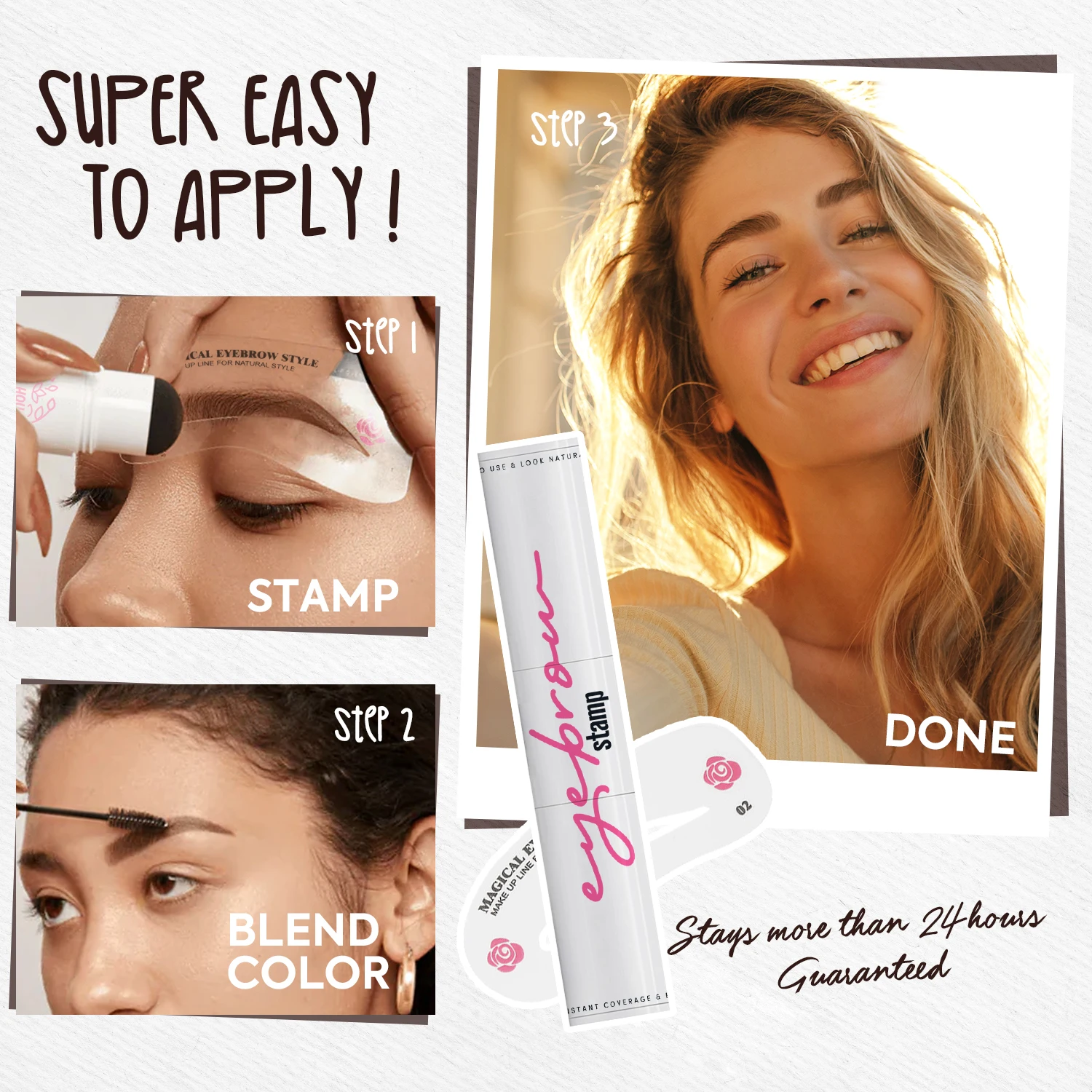 Viola House Eyebrow Stencils Brow And Hairline Hair Thickening Brow Powder Fiber 4 Color Double Head Brow Stamp And Stencil Kit