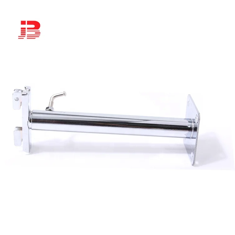 Metal chrome slotted channel hook 25mm tube with adjustable slatwall hook