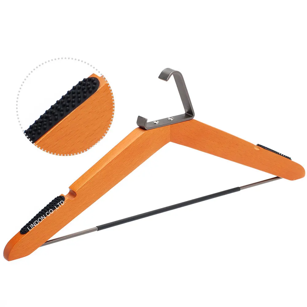 LINDON Fashionable Hanger Matt Cherry Anti-Slip Wooden Garment Suit Hangers for Shop Boutique Hotel