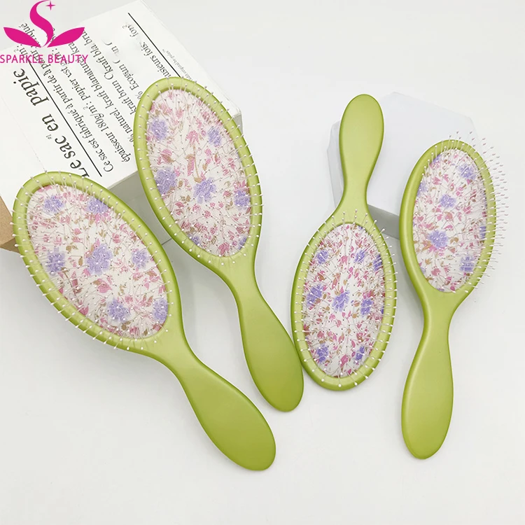 Wholesale Hairdressing Tools Detangling Hair Brush For Tangles Wigs Wet  and Dry Hair Print cushion  Paddle Brush