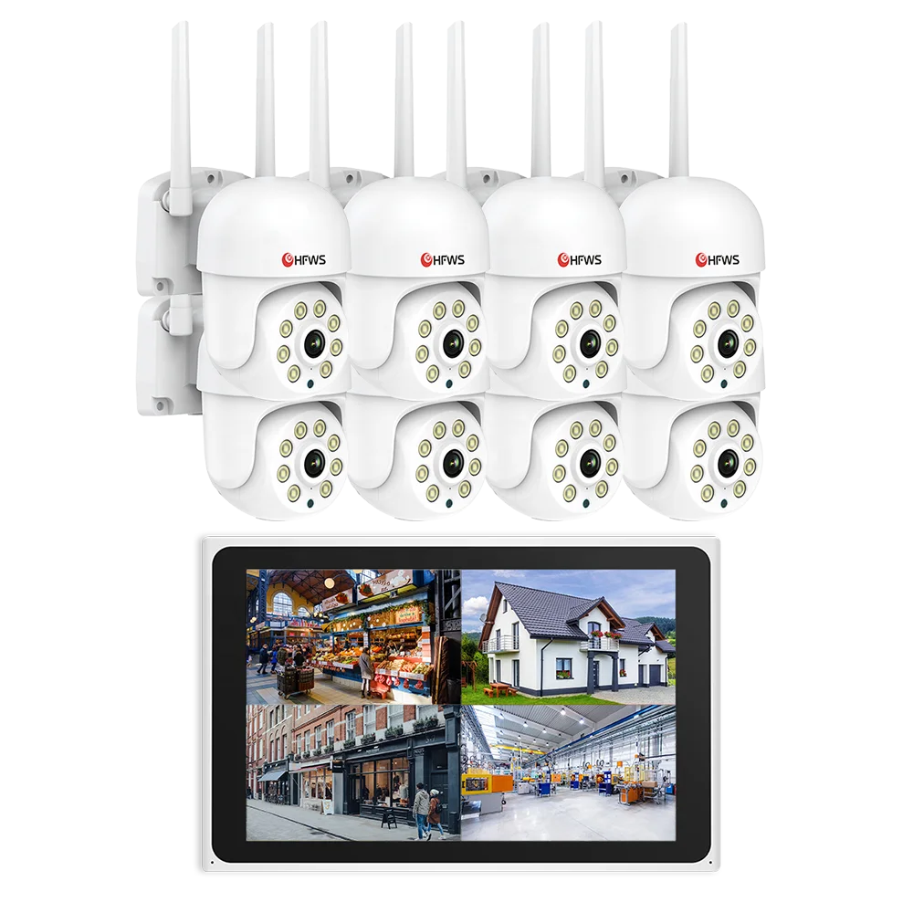 3MP 8 Pcs Ptz Camera 8CH Nvr With 10 Inch Screen  Tuya Smart Home Wifi Ptz Camera System Ip Camera Kit
