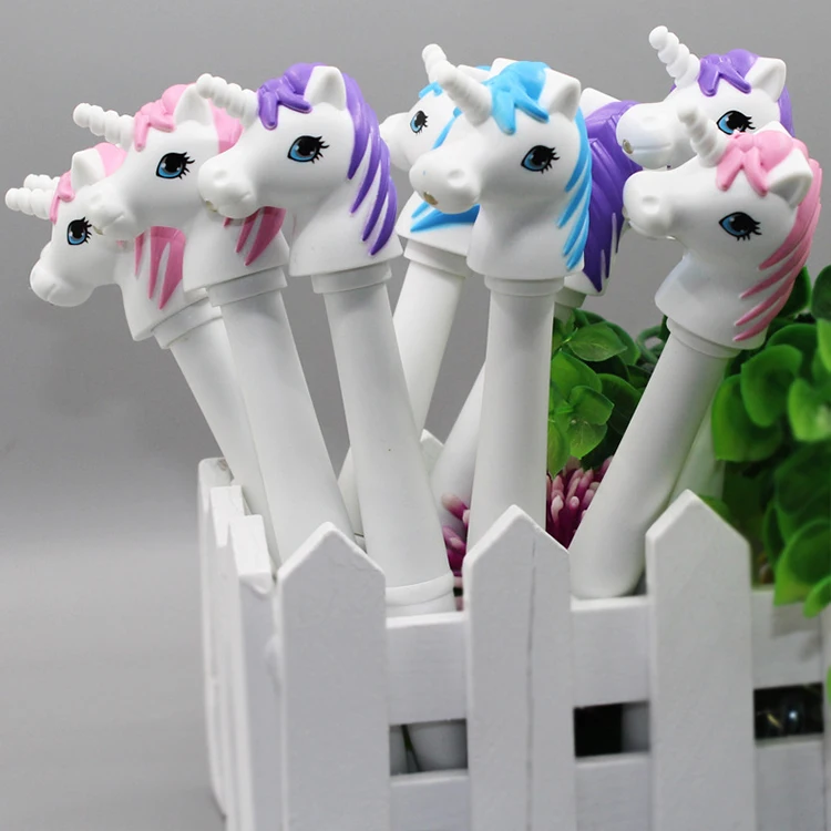 Creativity ball point pen light led novelty cartoon japanese korean stationary cute pen gel unicorn pen
