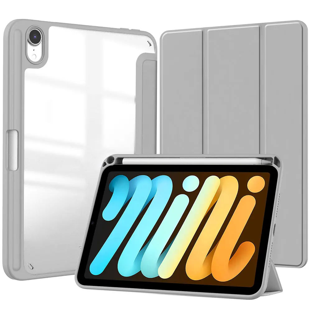 Acrylic Table Case For Ipad Mini 6 Pure Color Cover 10Th Generation Pro 12.9 11 Inch Air 5 9Th 3 Fold Holder Tablet Protective