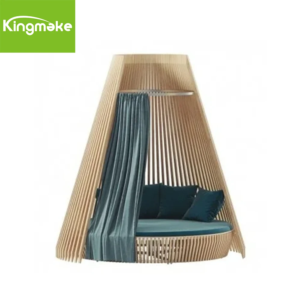 Top Selling All Weather Beach Daybed Teak wood Patio Outdoor Canopy Furniture Pool Adjustable Daybed