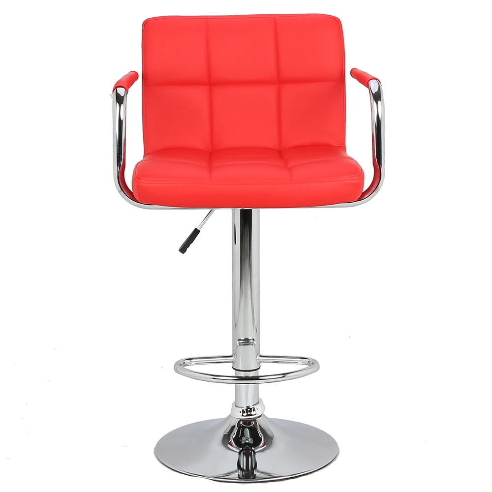 Modern Swivel High Bar Chair with Chrome Metal Base Indoor Kitchen Adjustable Pu Leather Customized Logo Commercial Furniture