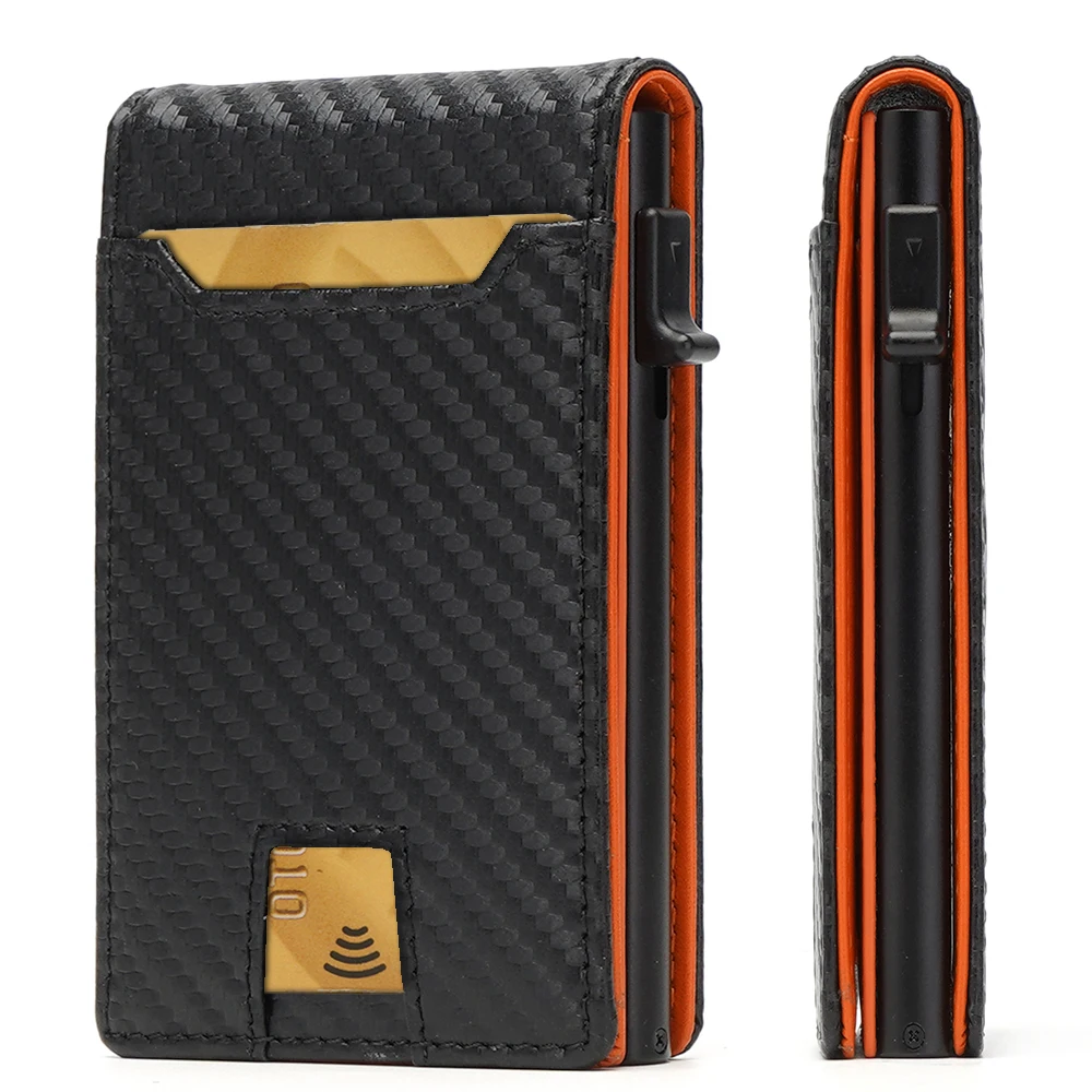Mens Wallet Bifold Wallets for Men Metal RFID Blocking Aluminum Leather Money Cards Holder Gifts for Men