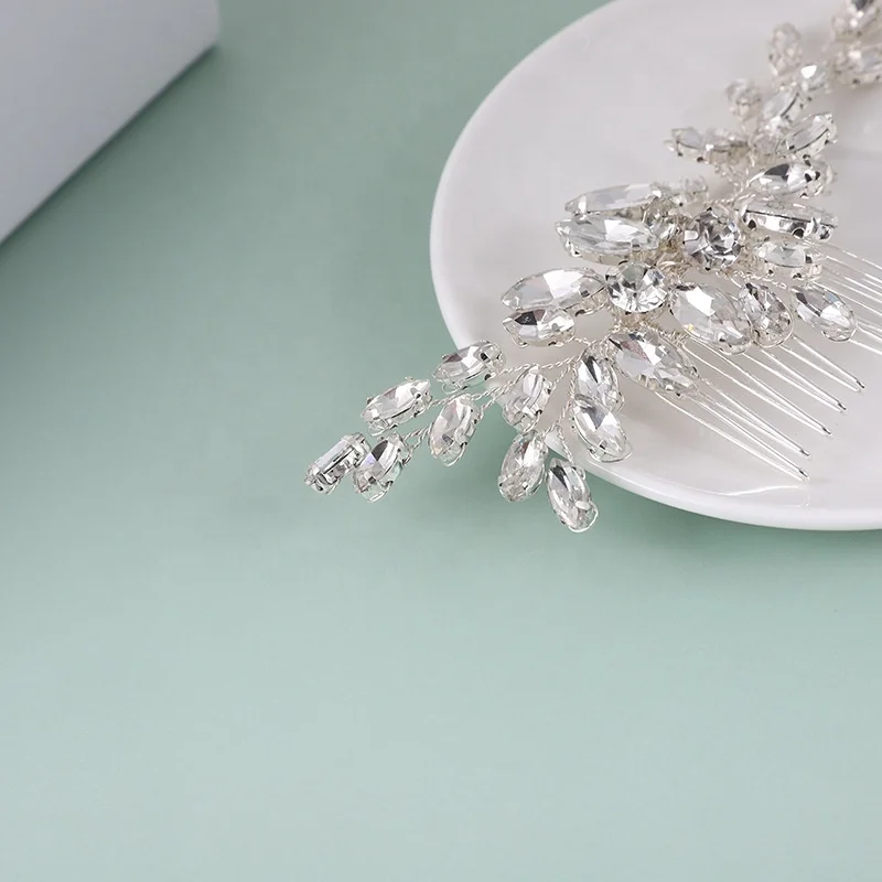 Factory wholesale FREE customized silver bridal handmade rhinestone flower hair combs gold wedding hair accessories