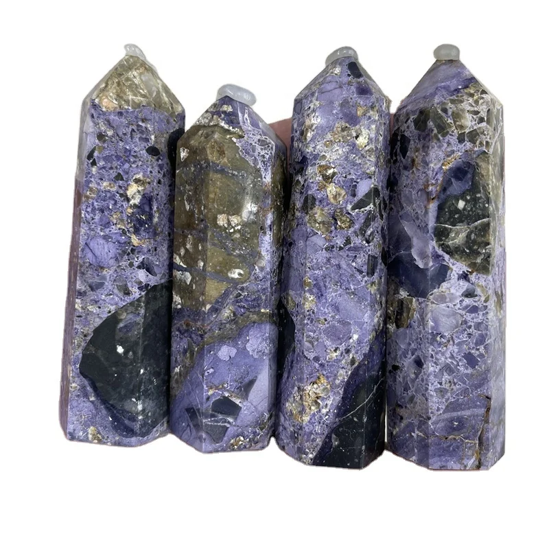 Натуральная фиолетовая башня Sugilite полированная кристаллическая палочка