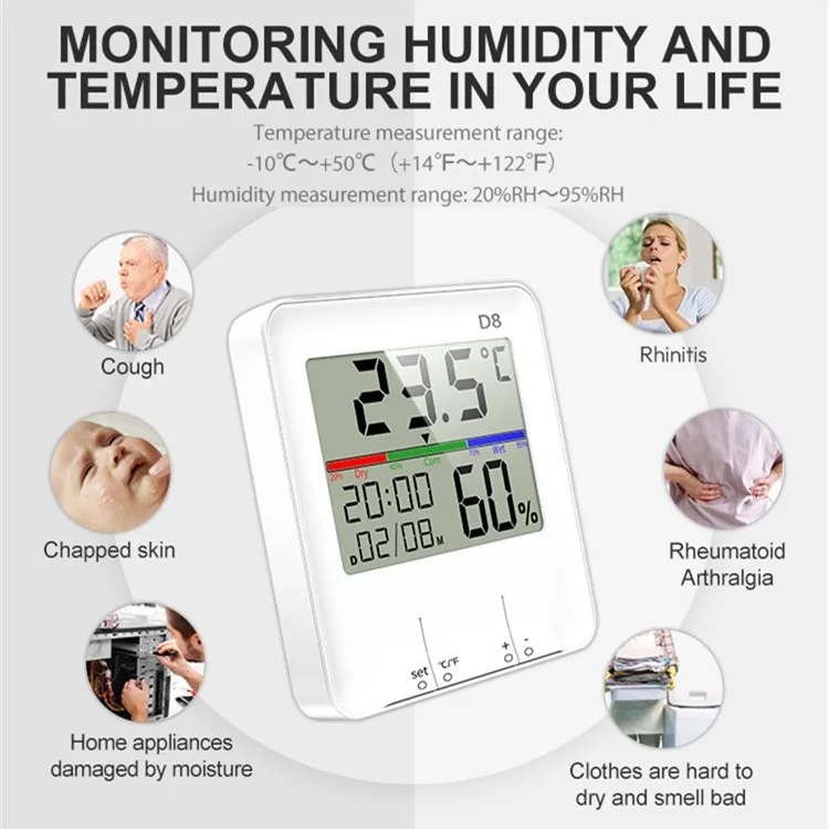 New Product Ideas Clock Digital Thermometer Hygrometer for Indoor Room