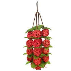 Bird Interactive Toy Natural Wood Rattan Hanging Parrot Toy