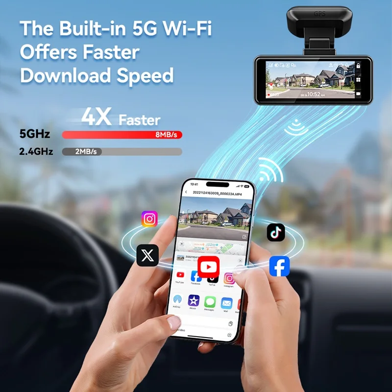 Redtiger F8 Сенсорный экран 4k Gps Wifi мини Автомобильный видеорегистратор фронтальная камера