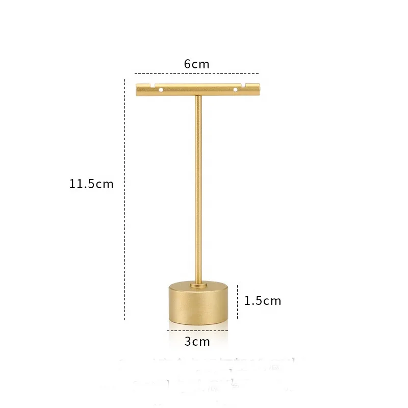 Top quality gold T bar metal jewelry display stands earring holder stand display for shop