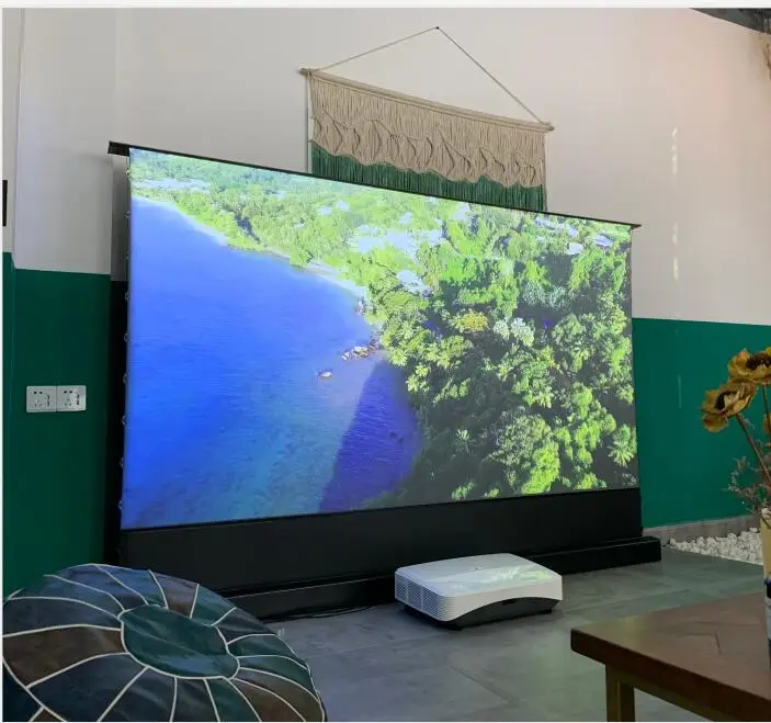 Vividstorm PRO 72 дюйма самовосходящая кино моторизованный экран напольное ограждение для UST ALR лазерный ТВ Проектор моторизованный 4K HD видео