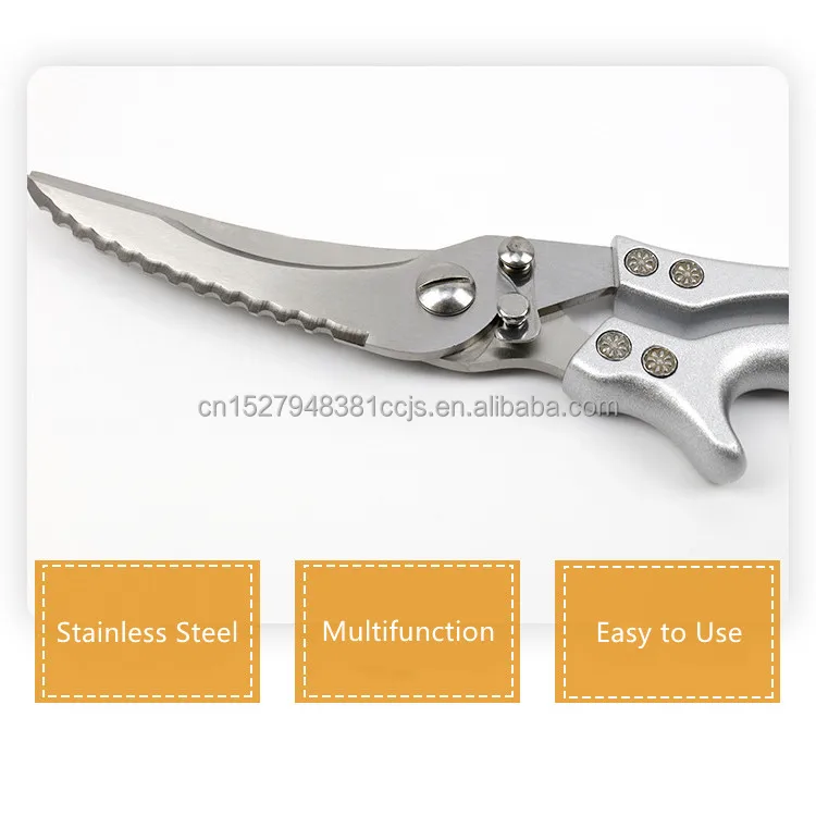 Multi function Kitchen Shear 3Cr13 Stainless Steel Scissors Cut Chicken Poultry Fish Meat Vegetables Self locking